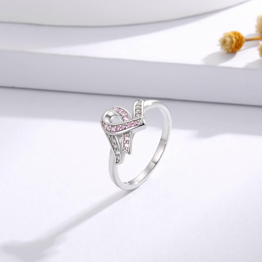 Amazon | 乳がん啓発リング ピンクリボン 925スターリング